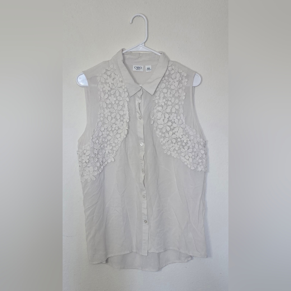 Cato Woman Lace Sleeveless Business Casual Blouse Button Front 18/20W Plus